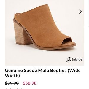 Genuine Suede Mule Booties (wide width)